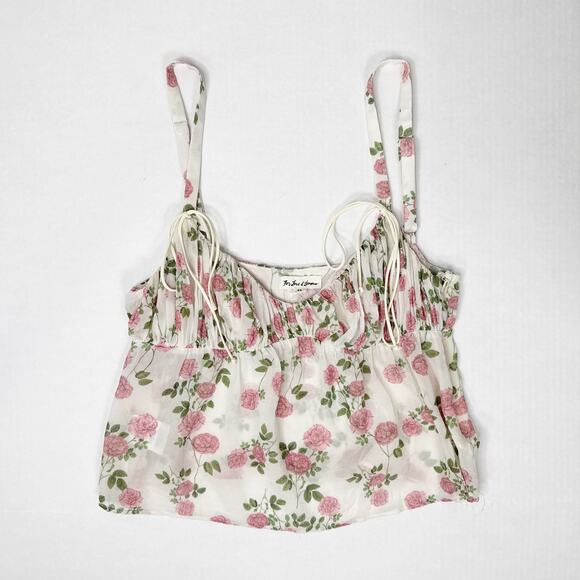 For Love‎ and Lemons Biscotti Rose Print Cropped Cami Top - Picture 2 of 6